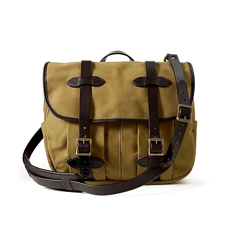 Bolso Mensajero Americano Retro Cera al Óleo Lona y Cuero de Vaca Foto 4 de 4