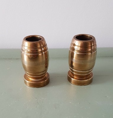 Massives Messing 2 kleine Halter Endstücke Fassform 424g Gesamtgewicht