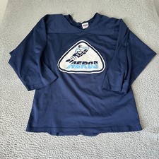 Vintage Houston Aeros Jersey Youth Medium Blue Hockey Mesh Mens Boys 70s WHA