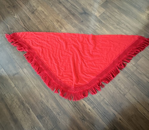Vintage Red Wool Decorative Mantel Scarf Fringed Valentines BAAR BEARDS