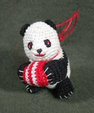 vintage AMIGURUMI cute colorful CROCHET PANDA BEAR ornament