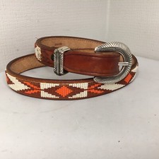 Tom H. Begay Hand Beaded Belt Navajo Native American Art Leather Hand Tooled