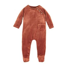 Mud Pie H4 Baby Boy Tobacco Velour Sleeper One Piece - 12150099 - Choose Size