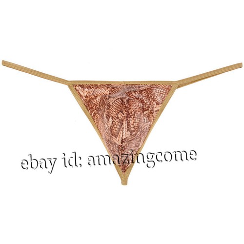 Sexy Men Snakeskin Print Tanga Underwear G-strings Mirro Thong Gays Bikini Pants - Picture 2 of 3