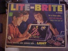 WORKING VINTAGE 1967 LITE BRITE, HASBRO, LITE-BRITE, EXTRA PEGS, SHEETS, BOX