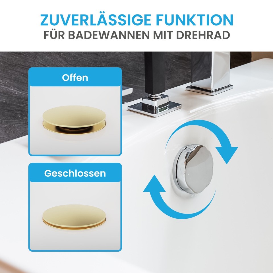 LIANCHEN Pop-Up Ablaufstopfen 66mm - Verchromt Messing Für Waschbecken & Badewanne