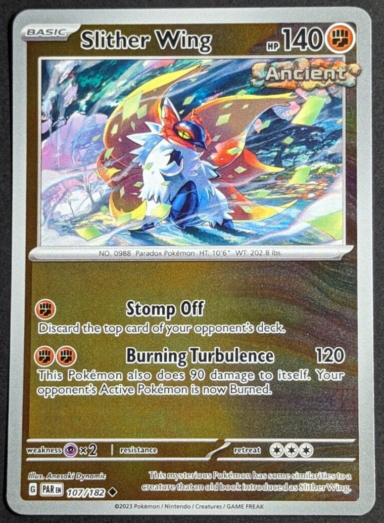 Slither Wing Reverse Holo NM 107/182 Paradox Rift Pokemon Slither Wing Reverse Holo NM 107/182 Paradox Rift Pokemon