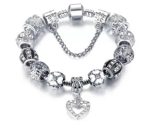 Coach C Signature Crystal Heart Charm Bracelet, Gold