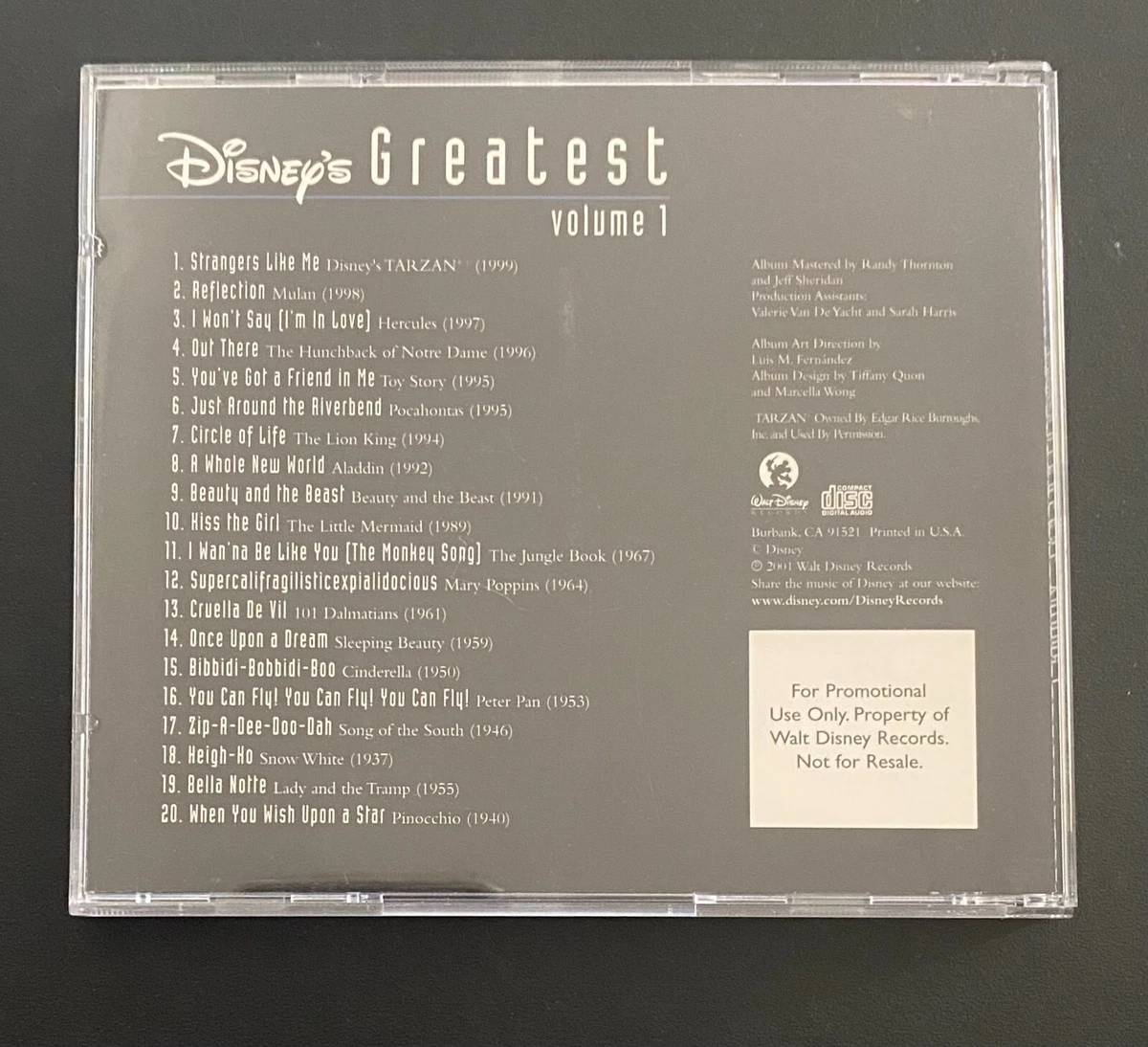 Disney’s Greatest Volume 1 CD 2001