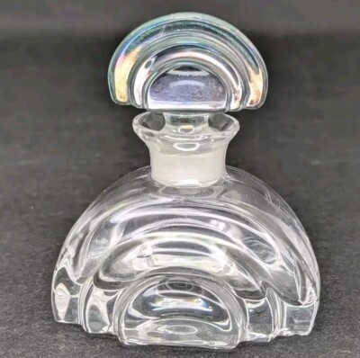 Puthod Glass Perfume Bottle Crescent Sunrise Blue Stopper Art Deco Style