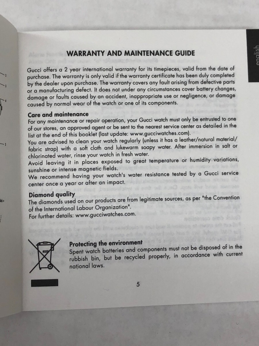 GUCCI 時計　説明書　冊子　10冊 GUCCI 時計 説明書 冊子 10冊 GUCCI Watch Original Warranty and