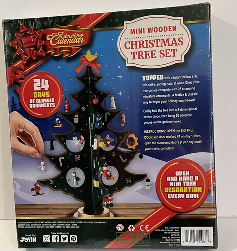 Christmas Tree Advent Calendar Wooden 28 Ornaments Tree Joyin 24 Day Countdown - Picture 13 of 18