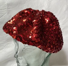 Scala Red Hat Society Red Sequins Beret One Size Fits Most Dorfman Pacific Inc