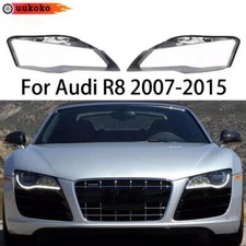 Car Front Headlight Lens Cover Shell Clear Replacement For Audi R8 2007-2015