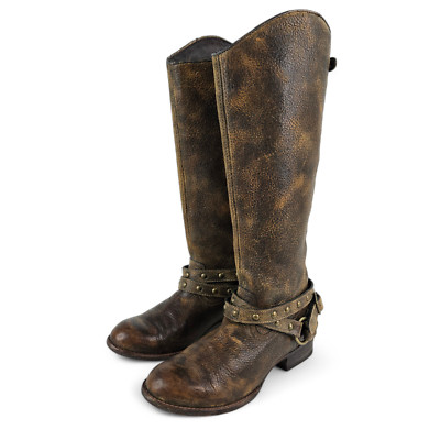 Ariat Boots Womens Size 6 B Brown Leather Tall Harness Manhattan Zip Up Western