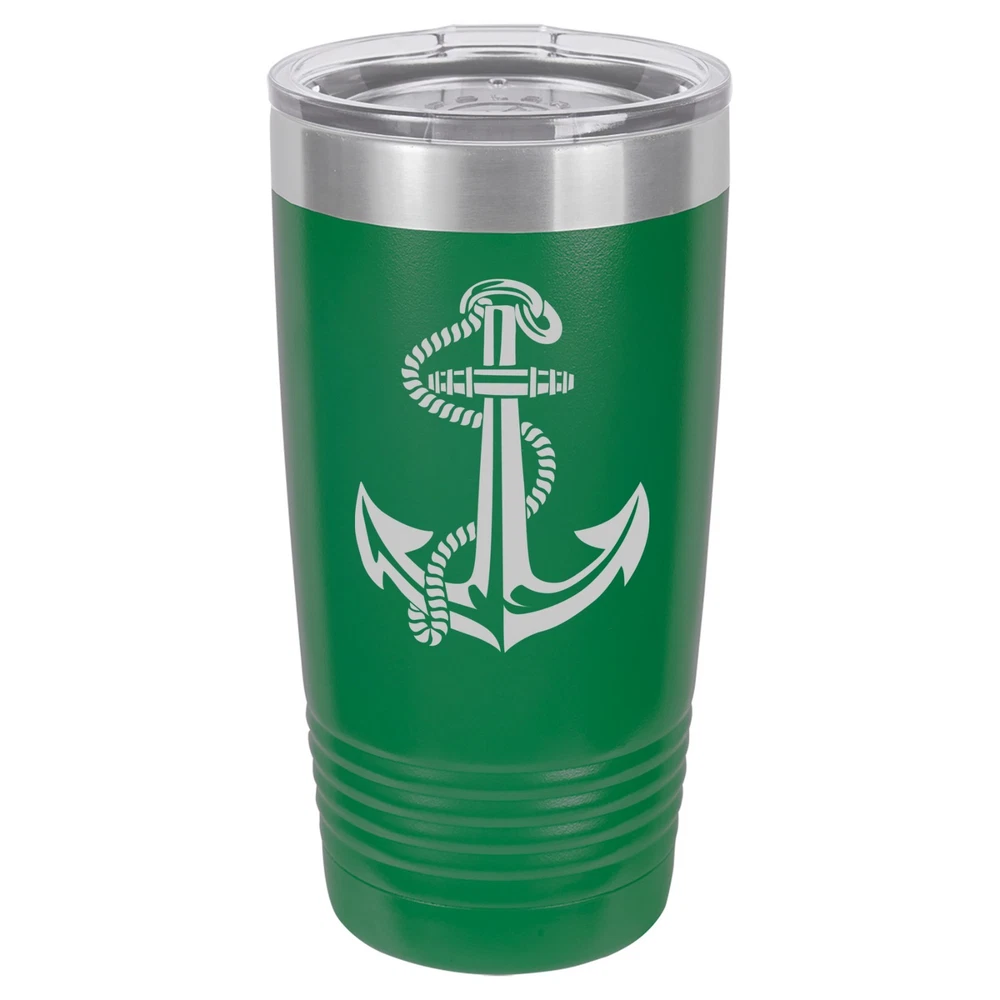 Tumbler 20oz 30oz Travel Mug Cup Vacuum Insulated Stainless Steel Anchor w/ Rope