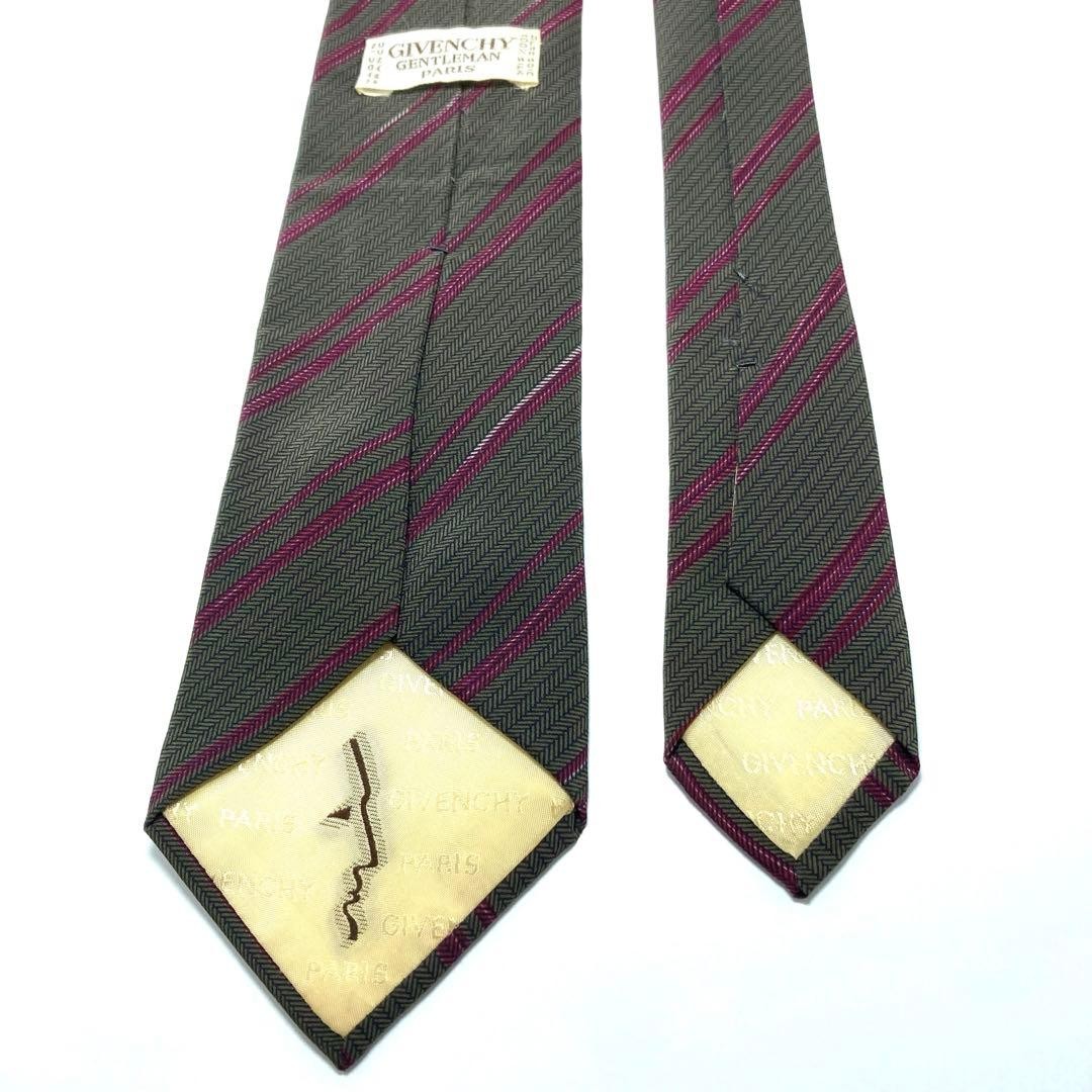 GIVENCHY Striped Pattern Brown Purple Necktie Used - image 3