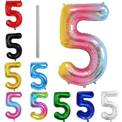Birthday Numbers Balloon 5 Years Gradient XXL Jumbo Foil Balloon 40 Inch...