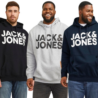 Jack & Jones Herren Corp Übergröße Big Tall Kapuzenpullover Sweatshirt Hoodie