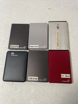 6 external Hard Drives Wd Elementswdbuzg0010bbk-05, Seagate 1k9ap6-501 Plus More