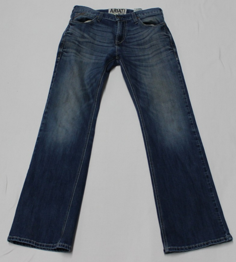 Ariat Men's M7 Rocker Boot Jeans Size 34x34 Blue Bootcut Denim Distressed Y2K