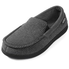 ULTRAIDEAS Men's Moc-Toe Slippers Loafer House Shoes Indoor Outdoor Memory Fo...