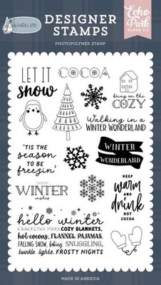 Echo Park WINTERLAND - BRING ON THE COZY 4x6 Stamp Set, NEW