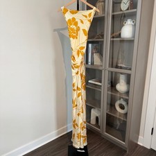 Reformation Anaiis Silk Maxi Dress NEW Maracuya Golden Floral Open Back Size 6