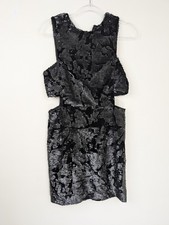 Forever 21 Dress Womens Medium Black Sequin Cutout Bodycon Mini Party Cocktail