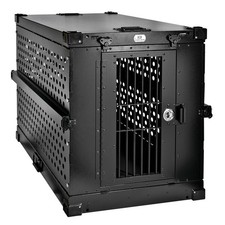- Heavy Duty Fully Collapsible Powder-Coated Aluminum Dog Crate - Large Black 