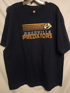 Hanes Nashville Predators NHL Hockey Graphic T-Shirt Shirt Navy Blue Size 2XL