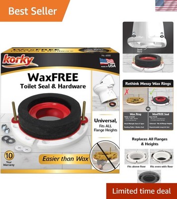 Universal Wax-Free Toilet Seal Kit - Easy Installation with Red Rubber, 1 Pack
