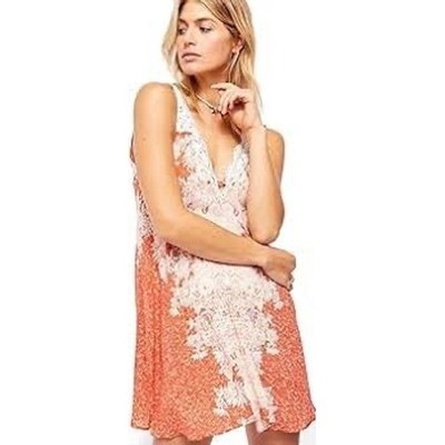 Intimately Free People Slip Dress Womens Small Orange Floral Lace Shabby  Chic | eBay