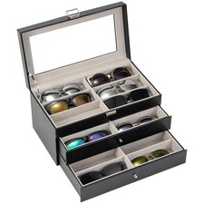Sunglasses Organizer Case - 18 Slots, Black