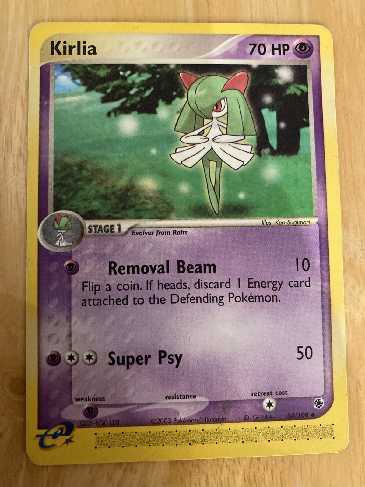 KIRLIA - 34/109 - RUBY AND SAPPHIRE - POKEMON CARD