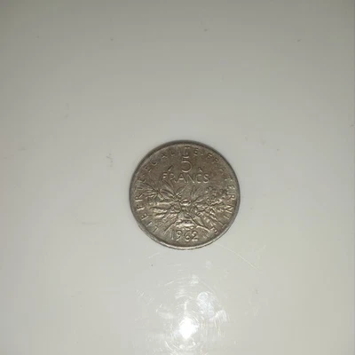 Piece de monnaie 5 Francs Semeuse 1962 Argent Monnaie Française de Collection - Photo 1/2