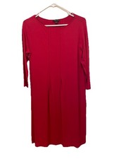 J Jill Womens Red Midi  Knitted Pleated Shift Dress Small Holiday Party