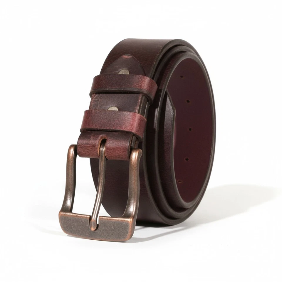Men's Genuine Buffalo FULL GRAIN Leather Belt, 1 1/2" width, Handmade, By Amish - Image 4 of 4