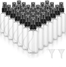 30 Pack 2 Oz Fine Mist Mini Clear Spray Bottles  Pump Spray Cap Essential Oils