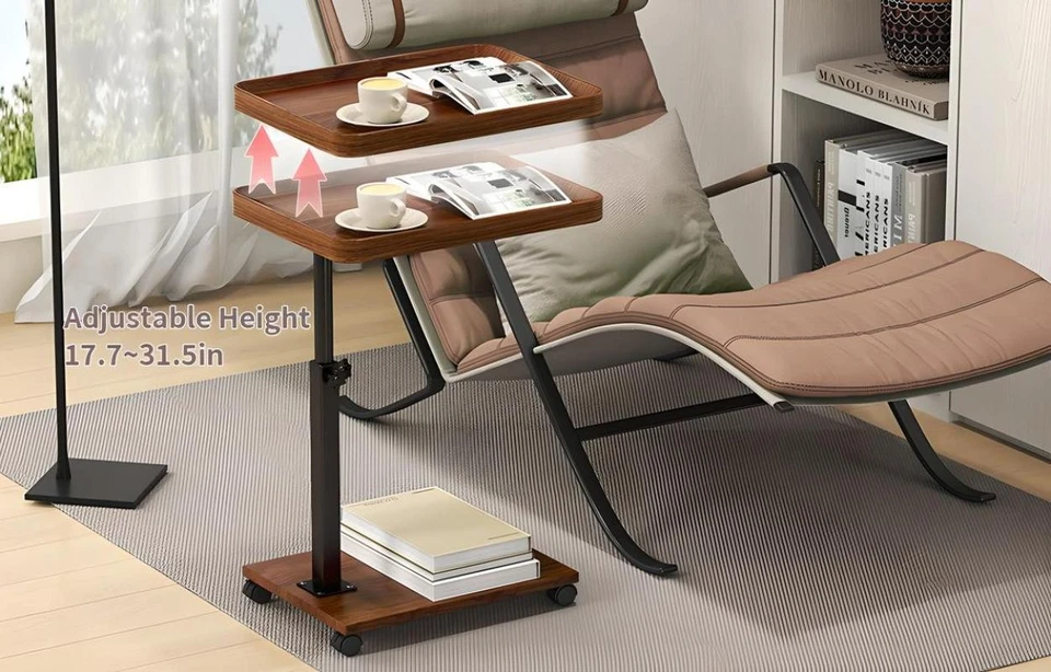 C Shaped End Table,360° Swivel TV Tray Table,Night Stand,Couch Table Adjustable - Image 3 of 4