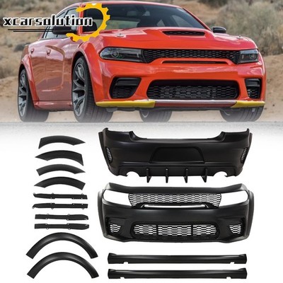 Fit Dodge Charger SRT Bumper 2015-2023 Widebody Full Body Kit Wheel Brow Grille