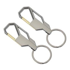 Car Key Chain Detachable Metal Keychain Buckle Key Fob Holder Dark Gray/Gold