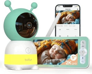 BOIFUN 2K WiFi Baby Monitor, 5" Display & Smartphone App, Two-Way Talk