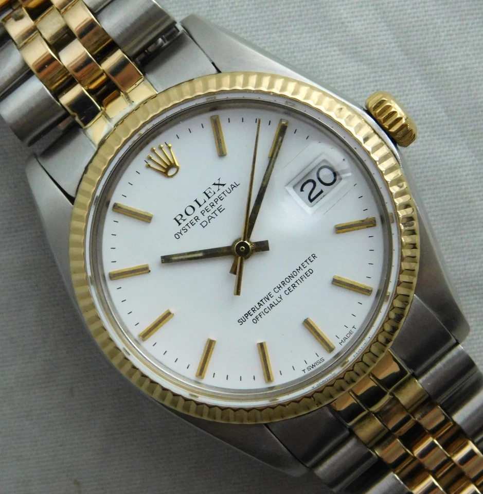 Reloj Rolex Oyster Perpetual Date 1500 Dos Tonos Vintage 1975 Hombre... 34mm Foto 3 de 4