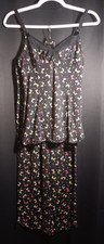 Betsey Johnson Intimates Women  s Small Black Bow Babydoll Nighty Lounge 2 Piece