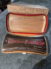 Vtg Hohner Comet Harmonica 3427 Curved Tremelo Two Sided C/G Key w/ Case Germany