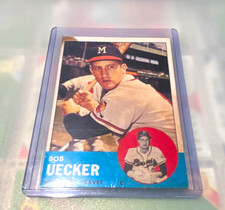 Topps 1963 Topps Bob Uecker #126 Rookie Milwaukee Braves Base Set Card. rookie card picture