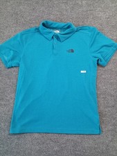 The North Face Polo Shirt Mens Medium Blue FlashDry Short Sleeve Logo