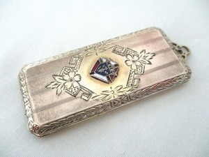 Antique, KNIGHTS of COLUMBUS, Fraternal, GOLD FILLED, STAMP CASE, Locket, FOB