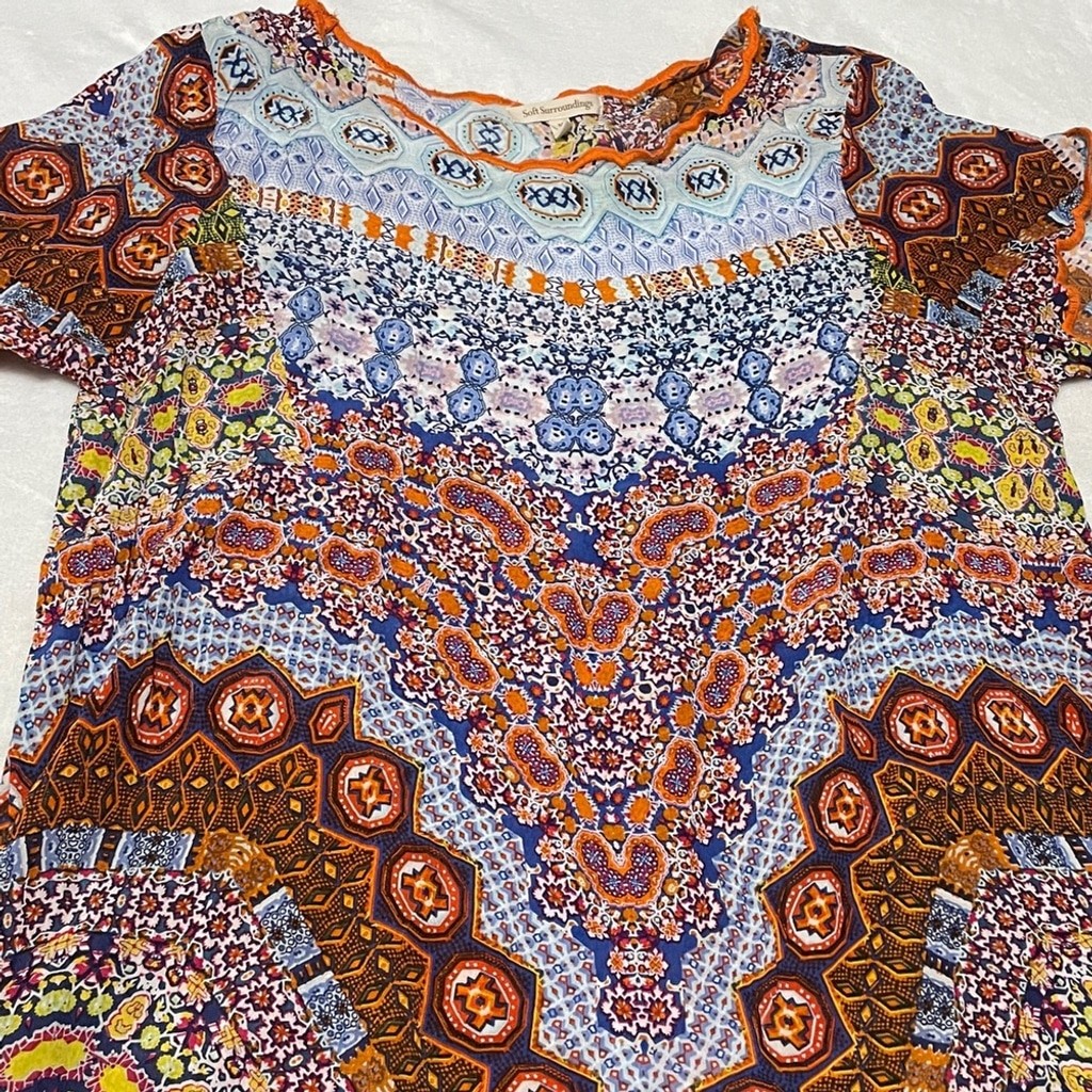 Soft Surroundings Multi Colored Short Sleeve Tuni… - image 9
